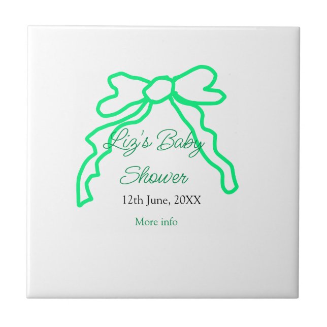 Grönt-buggregn för babydusch lägg till datummoder  kakelplatta (Framsidan)