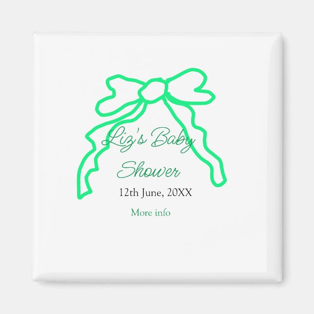 Grönt-buggregn för babydusch lägg till datummoder  magnet (Framsidan)