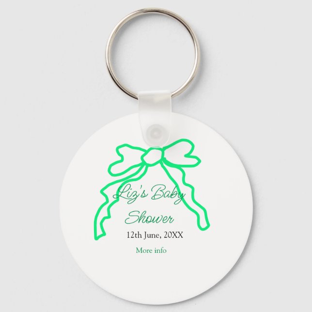 Grönt-buggregn för babydusch lägg till datummoder  nyckelring (Framsida)