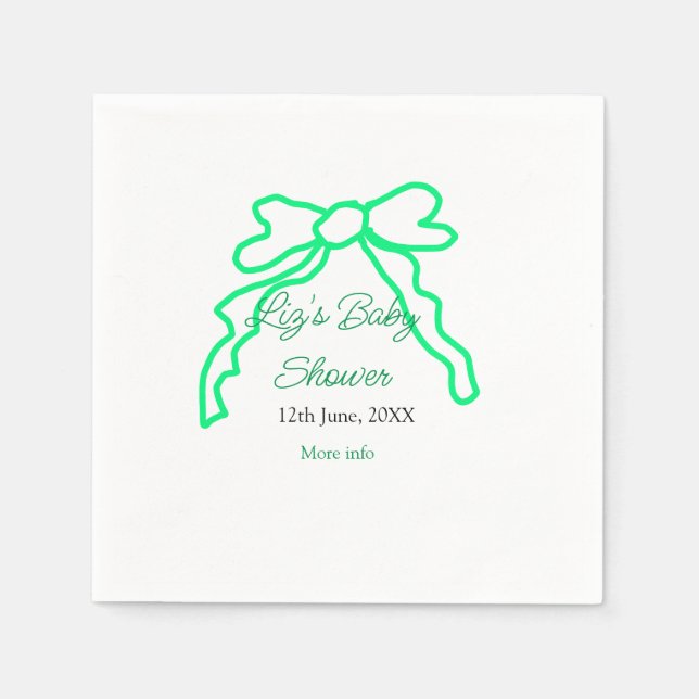 Grönt-buggregn för babydusch lägg till datummoder  pappersservett (Framsidan)