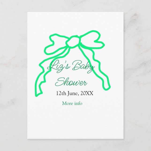 Grönt-buggregn för babydusch lägg till datummoder  vykort (Framsida)