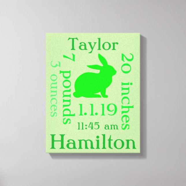 Grönt Bunny Baby Canvastryck (Framsida)