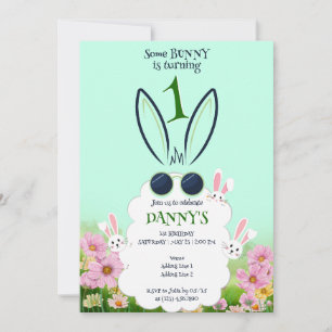 Grönt Bunny Blomsterträdgård Vår, sommarfödelsedag Inbjudningar