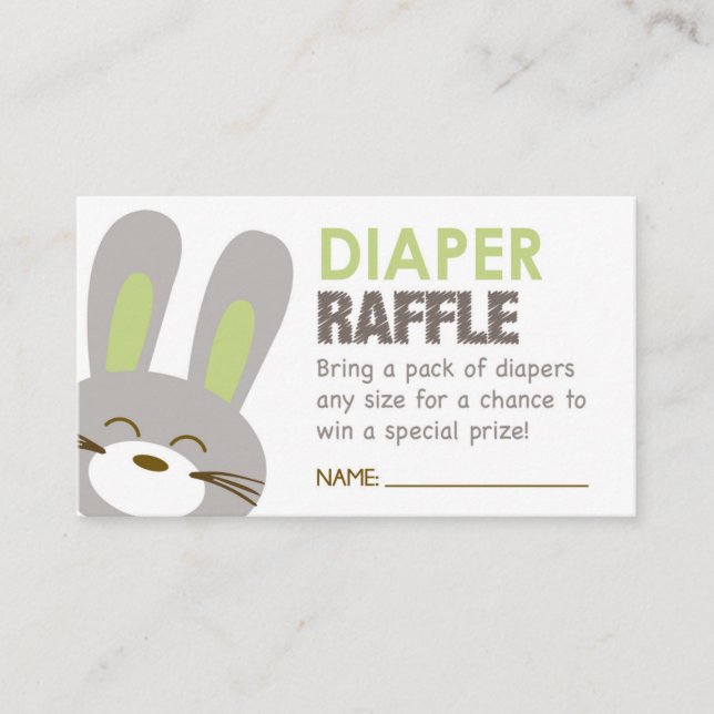 Grönt Bunny Diaper Raffle Biljett Tilläggskort (Framsida)