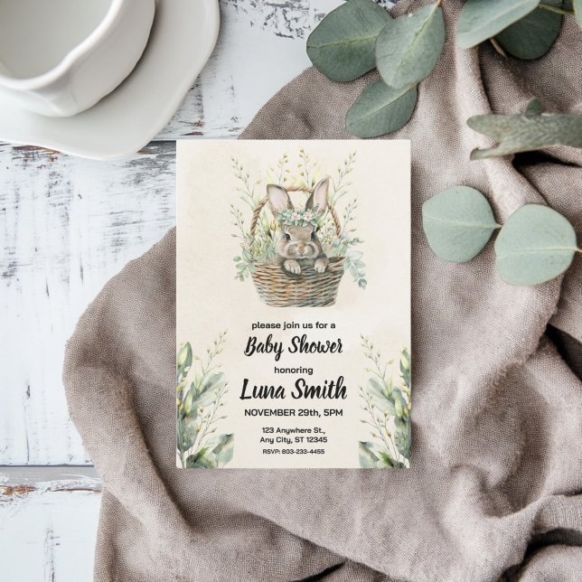 Grönt Bunny Rabbit Baby Shower Inbjudningar (Skapare uppladdad)