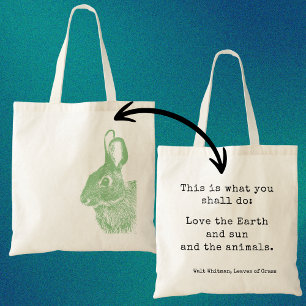 Grönt Bunny Simple Stamped Eco-Friendly Quote Tygkasse