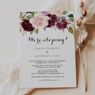 Grönt Burgundy Blommigt Elopement Recept Inbjudningar