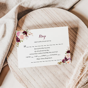 Grönt Burgundy Blommigt Osa Menu (alternativ för Kort