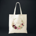 Grönt  Burgundy Blommigt Tote Bag Tygkasse<br><div class="desc">Den här gröntens  burgunska blommigt till säcken är perfektens gåva från bröllop för att presentera dina brudtärnor för ett rustiskt bröllop. Utformningen har grönt i elegant,  ,  lila,  rött och burgundt,  handritade blomketter,  inspirerande naturskönhet.</div>