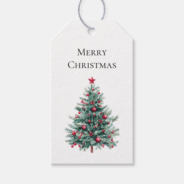 Grönt Burgundy Julgranar Ornaments Presentetikett (Framsidan)