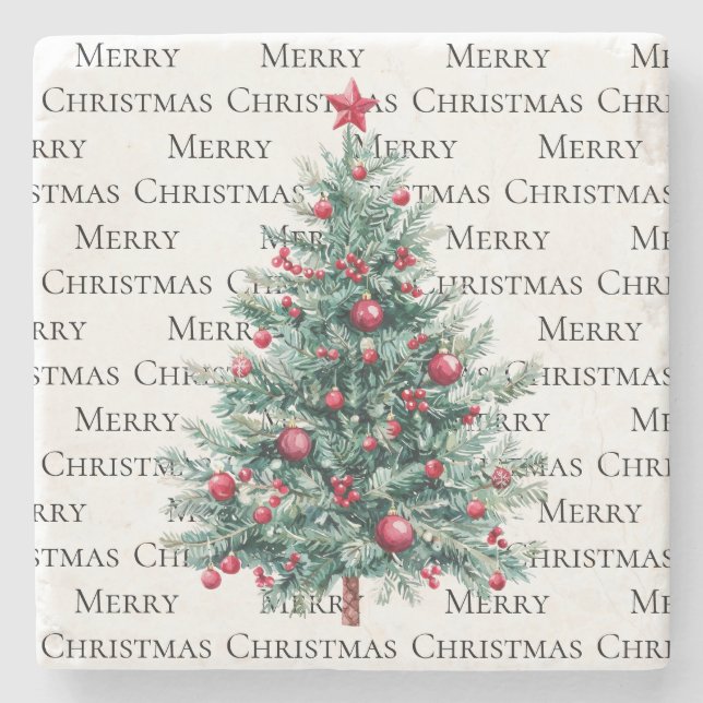 Grönt Burgundy Julgranar Ornaments Stenunderlägg (Framsidan)