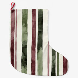 Grönt Burgundy Rand jul Stor Julstrumpa