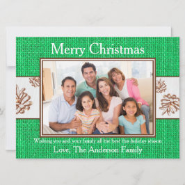 Grönt Burlap Pinecones-foto - 6 x 8-julkort Julkort