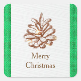 Grönt Burlap Pinecones Photo - Fyrkantstreck Fyrkantigt Klistermärke