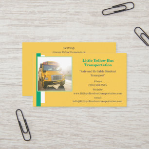 Grönt Buss Driver Gult School Buss Affärskort Visitkort