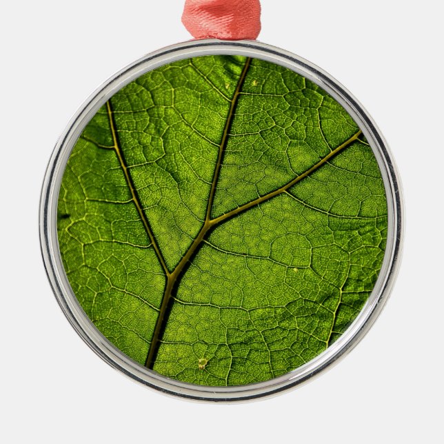 Grönt Butterbur Löv Julgransprydnad Metall (Framsidan)