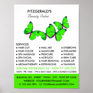 Grönt Butterflies, Beautician, Beauty Salon Advert Poster