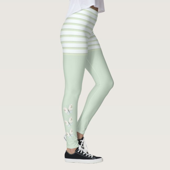 Grönt Butterflies och Rand Leggings (Höger)