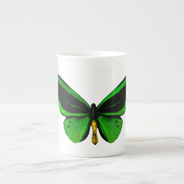 Grönt Butterfly Bone China Mugg Benporslin Mugg (Framsidan)