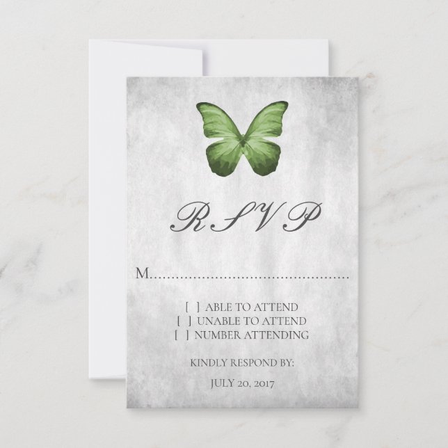Grönt Butterfly Bröllop OSA Card Kort (Framsida)