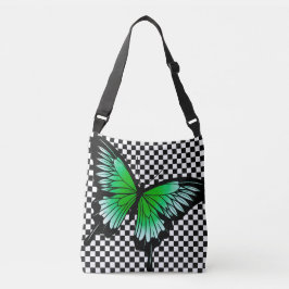 Grönt Butterfly Checker Kor Body Tote Bag Axelväska