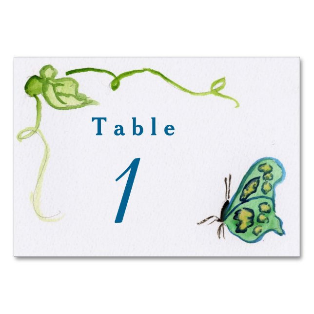 Grönt Butterfly Garden Anpassningsbar Number Bord  Bordsnummer (Framsidan)