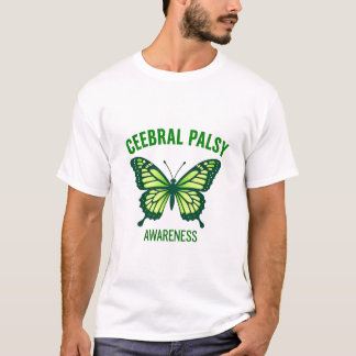 Grönt Butterfly Icon for Cerebral Palsy Awareness T Shirt