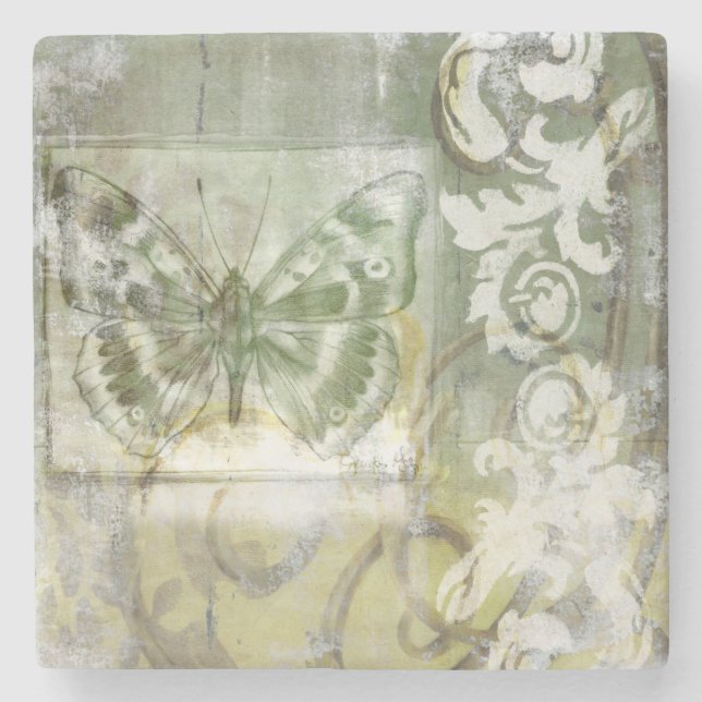 Grönt Butterfly Inset med Ironwork Grind Underlägg Sten (Framsidan)