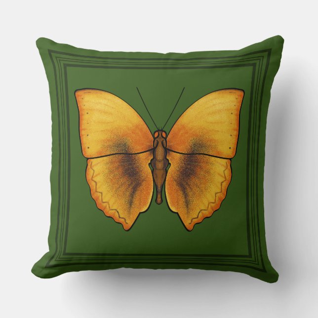 Grönt Butterfly Kudde (Framsida)