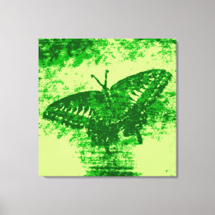 Grönt Butterfly Painting Art Monet Canvastryck