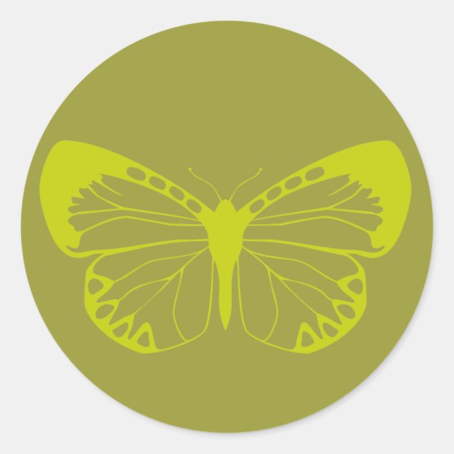 Grönt Butterfly Runt Klistermärke (Framsida)