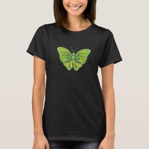 Grönt Butterfly Tribal Mandala Meditation Yoga T Shirt