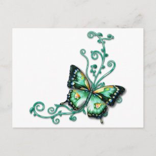 grönt Butterfly Vykort