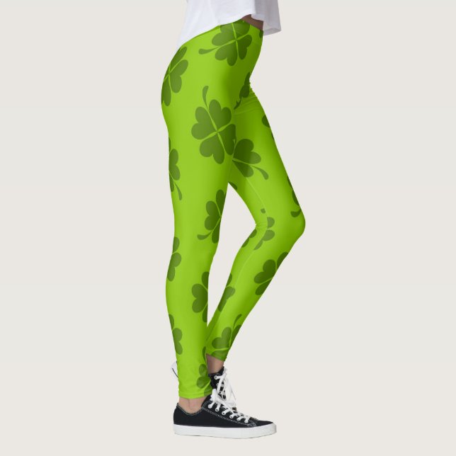 Grönt Byxor, Klöver Mönster, St. Patrick Leggings (Höger)