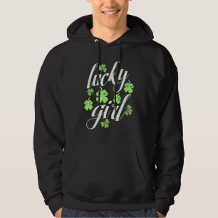 Grönt C Shamrocks Irish St patrick's day Lucky Gir Hoodie