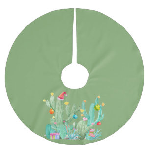 Grönt Cactus Cacti Desert jul-Helgdag Julgransmatta Borstad Polyester