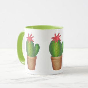 Grönt Cactus Flower Bloom Cacti Garden Mugg