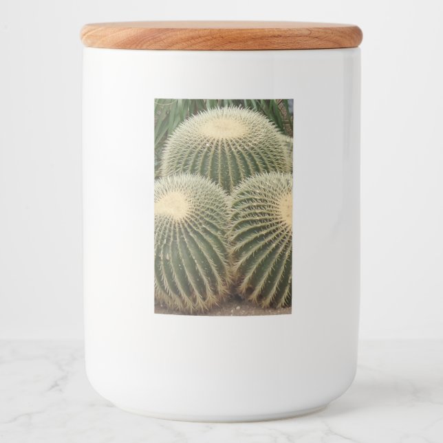 Grönt Cactus Food Container Label Mat Etikett (Framsida)