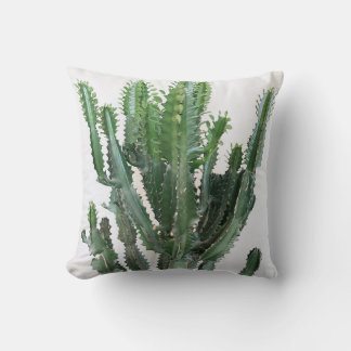 Grönt Cactus: Minimalistisk vit bakgrund Kudde