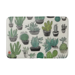 Grönt Cactus Mönster Badrumsmatta