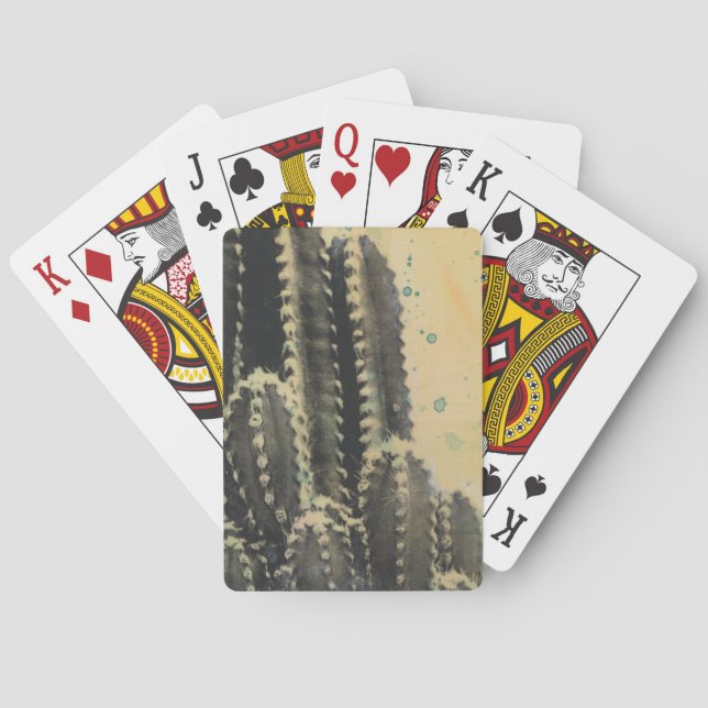 Grönt Cactus on Gult Background Casinokort (Baksidan)