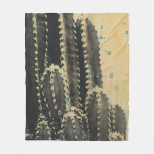 Grönt Cactus on Gult Background Fleecefilt