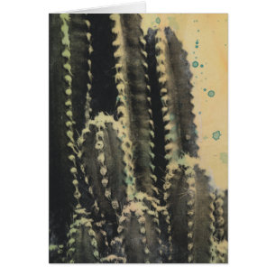 Grönt Cactus on Gult Background Hälsningskort