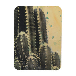 Grönt Cactus on Gult Background Magnet