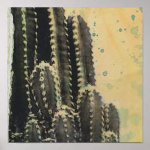 Grönt Cactus on Gult Background Poster