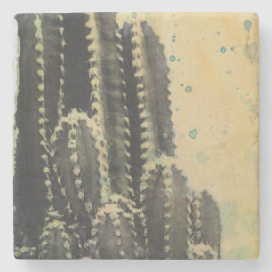 Grönt Cactus on Gult Background Stenunderlägg