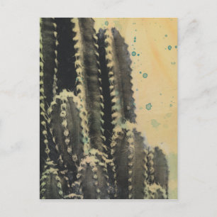 Grönt Cactus on Gult Background Vykort