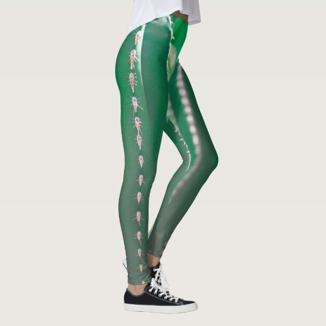 Grönt cactus plant löv pastel leggings (Höger)