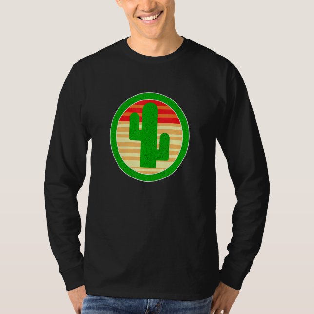 Grönt Cactus Plant Serape Western Sunset Aesthetic T Shirt (Framsida)