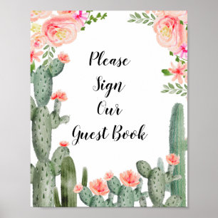 Grönt Cactus Skriv under vår gäst Bok. Poster